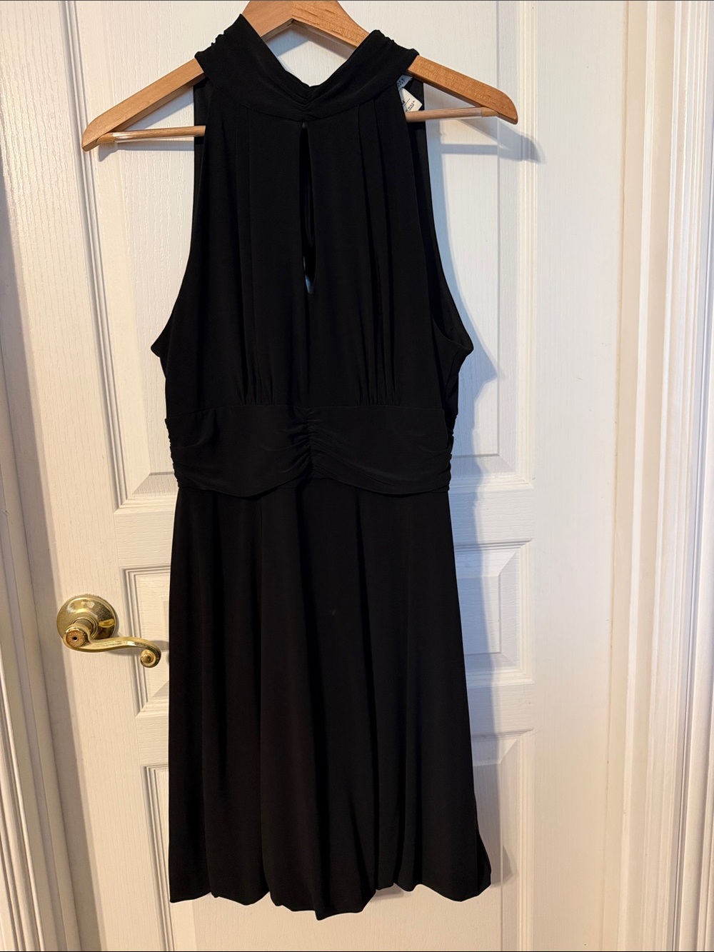 White House Black Market Black Halter Dress with Ruched Waist